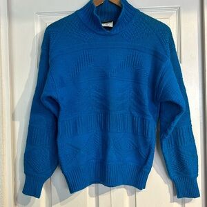 Vintage 1980s Bright Blue All Pure Virgin Wool Sweater